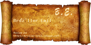 Brüller Emil névjegykártya